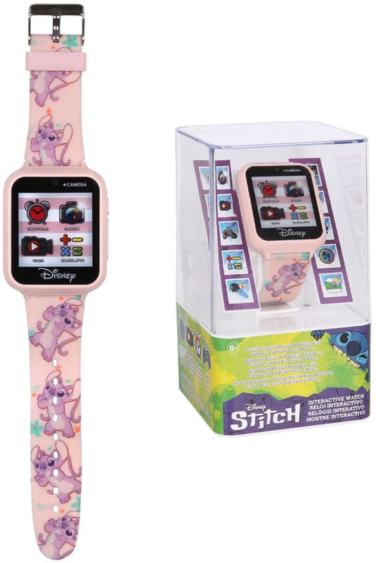 Accutime disney lilo stitch angels interactieve digitaal horloge met led scherm - cadeau - roze - met camera spelletjes