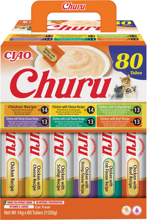 Inaba ciao churu creamy puree liquid kattensnack kip variëteiten 80x14g