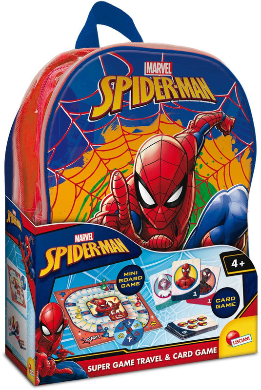 Lisciani spider-man super game travel card game in a backpack