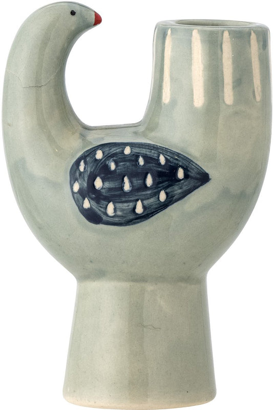 Bloomingville trudy kaars houder - blauw - aardewerk