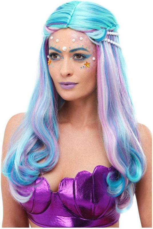 Smiffys - mermaid pruik - blauw roze