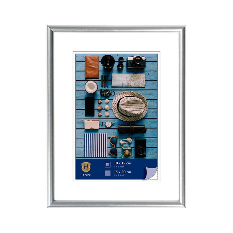 Afbeelding laden in galerijviewer, Henzo fotolijstframe 15x20cm foto 10x15 zilver kunststof
