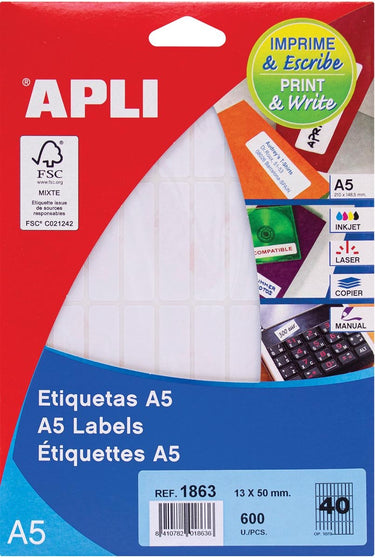 Apli etiketten alpi 581863 wit 600 stuk