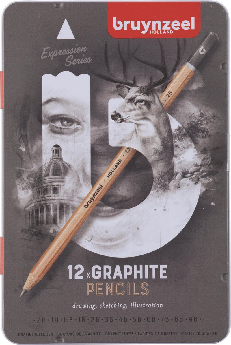 Afbeelding laden in galerijviewer, Bruynzeel expression grafietpotloden blik 12
