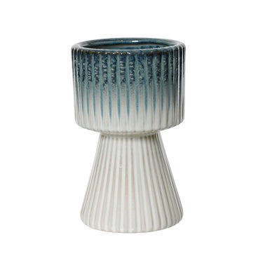Decoris bloempot keramiek ã˜12x9.5cm blauw wit