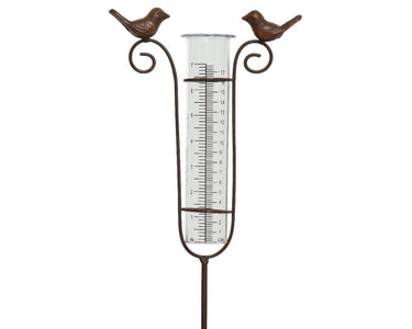 Decoris regenmeter met vogels van polyresin l18-w5-h115cm bruin