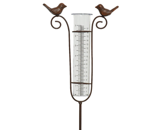 Decoris regenmeter met vogels van polyresin l18-w5-h115cm bruin