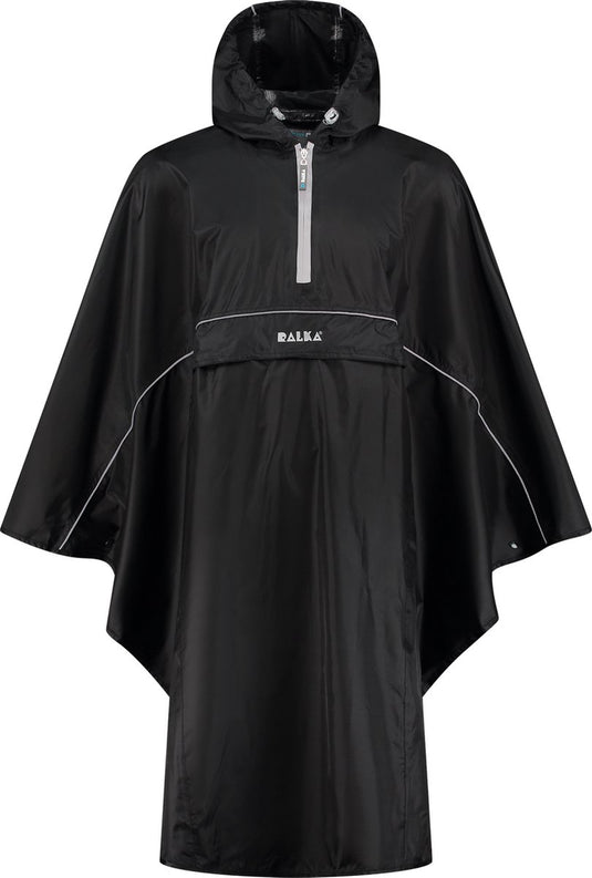 Ralka regenponcho waterdicht reflectie - zwart - volwassenen one size