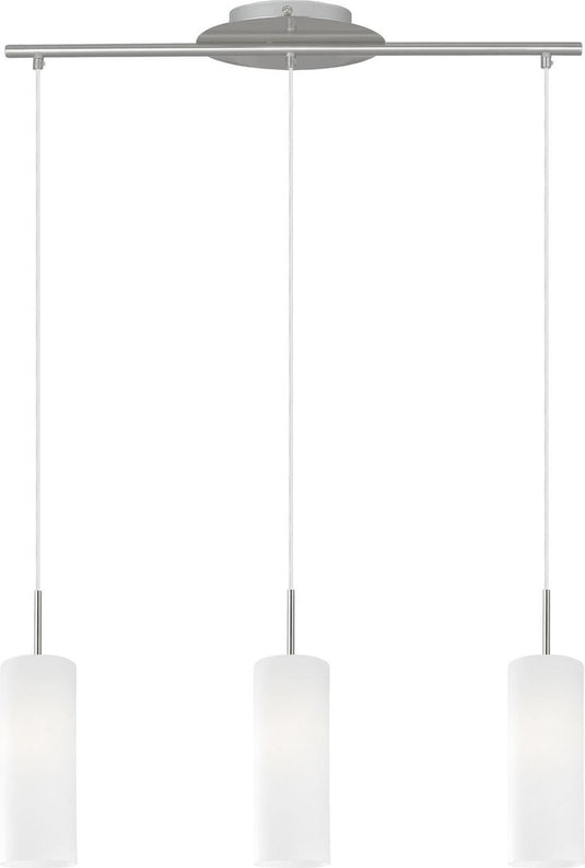 Eglo troy 3 - hanglamp - 3 lichts - nikkel-mat - wit gelakt