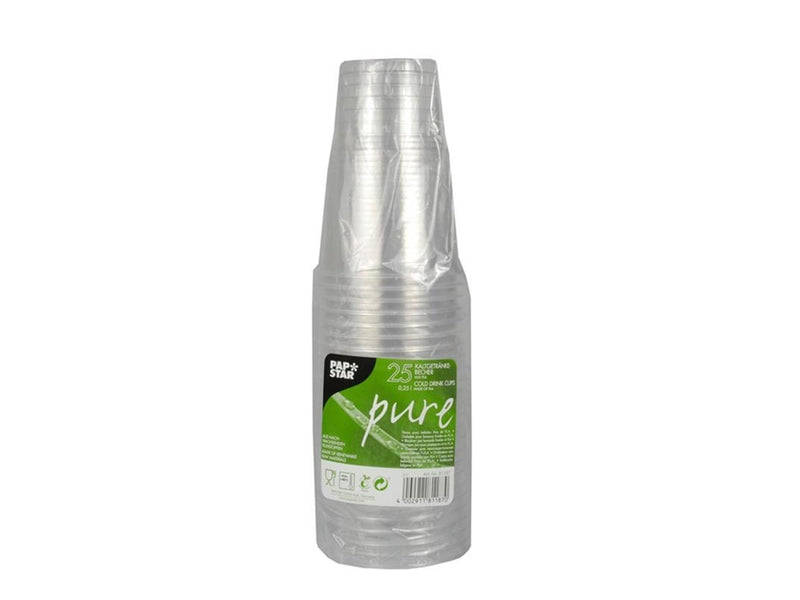Afbeelding laden in galerijviewer, Papstar 25 drinkbekers pla pure 250ml ã˜7,8x11cm glashelder met schuimkraag
