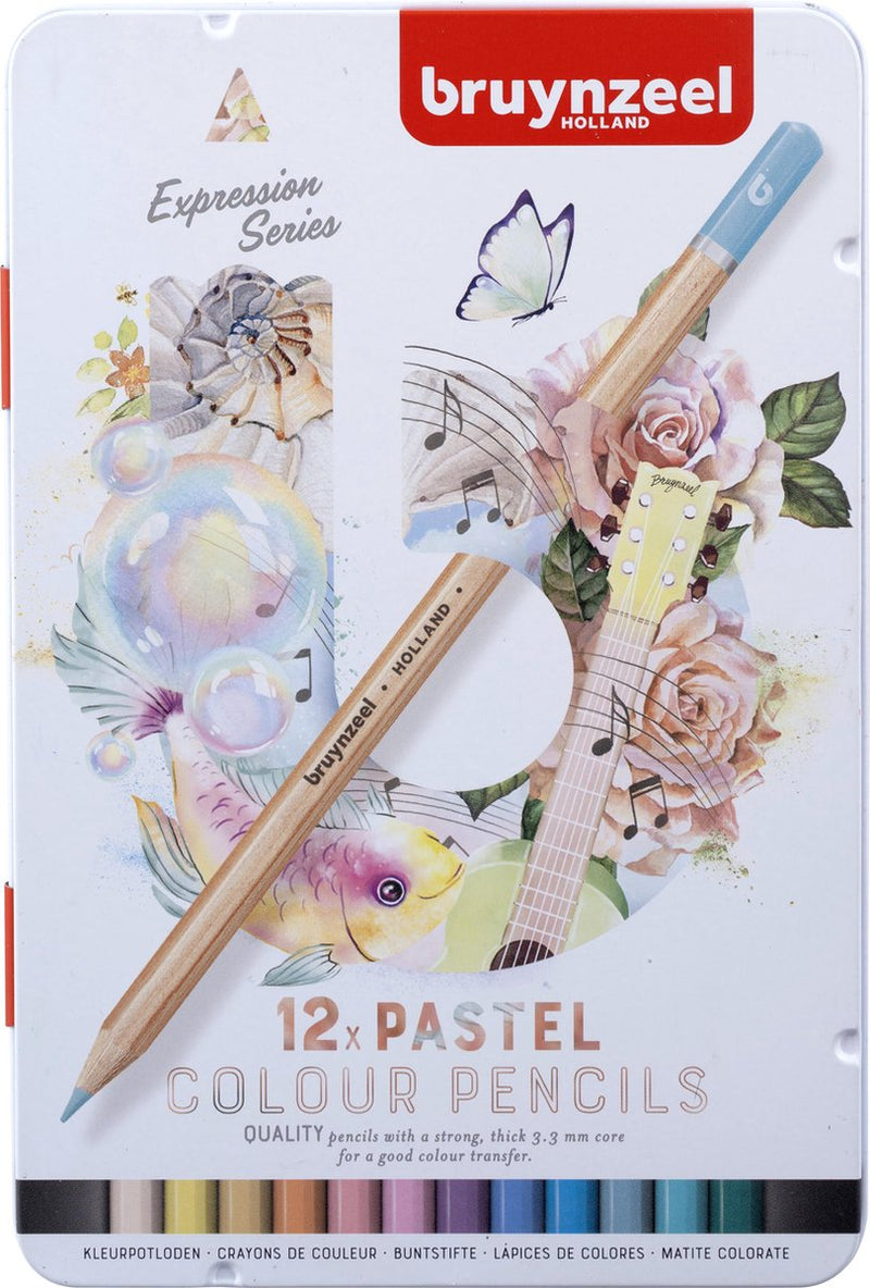 Afbeelding laden in galerijviewer, Bruynzeel expression kleurpotloden pasteltinten blik 12

