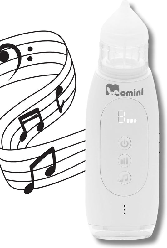 Momini breezy automatische neusreiniger - neusvacuüm voor kinderen - zelfreinigend - muziekfunctie - ipx6 waterbestendig - wit