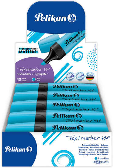 Pelikan textmarker 490 - markeerstift - blauw - 10 stuks