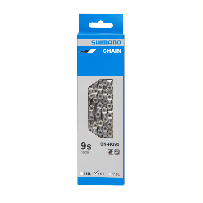 Afbeelding laden in galerijviewer, Shimano HG93 Ketting 9v - Duurzame, corrosiebestendige fietsketting voor MTB road - 116 schakels - Zwart
