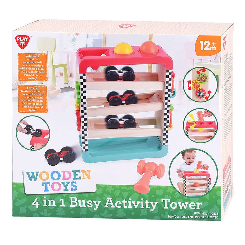 Afbeelding laden in galerijviewer, Playgo 4in1 houten activiteiten speeltoren
