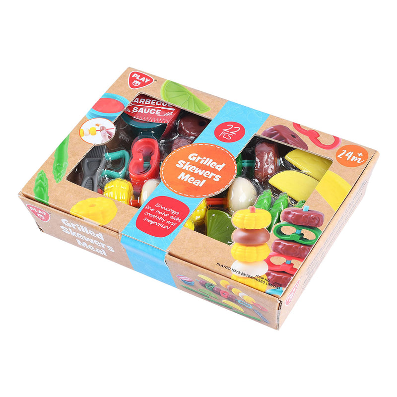 Afbeelding laden in galerijviewer, Playgo speelgoedeten gegrilde spiesjes speelset - barbecue speelgoed 22-delig.
