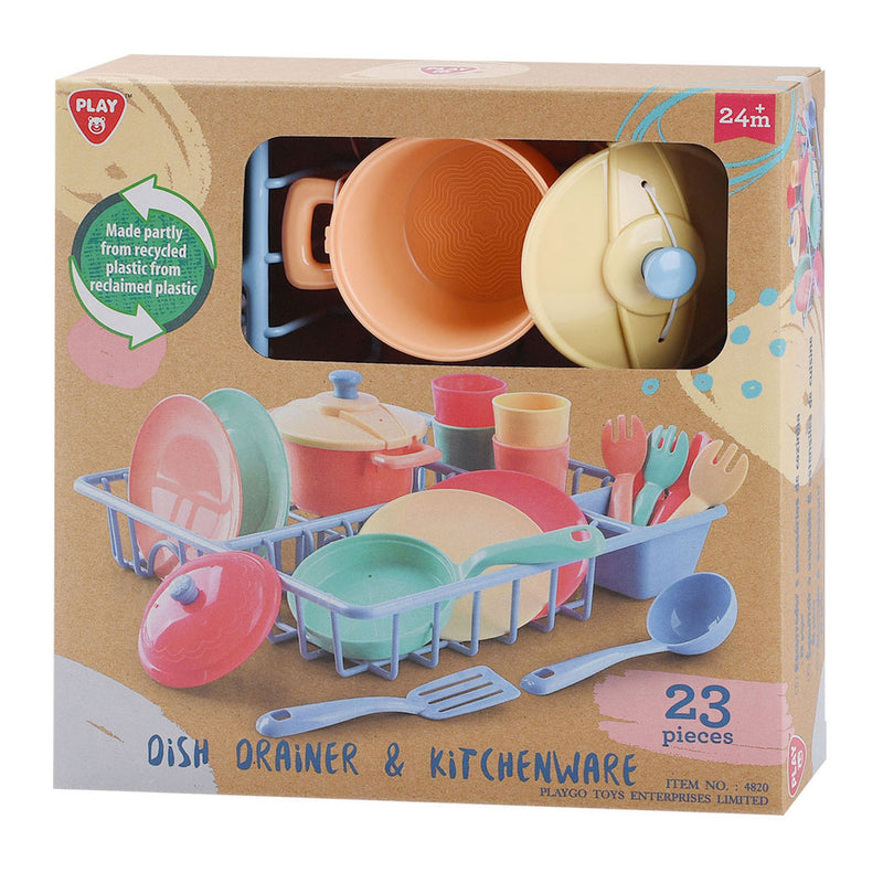 Afbeelding laden in galerijviewer, Playgo wasrek met keukenaccessoires - 23dlg
