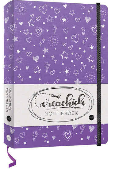 Creachick notitieboek - paars - 208 pagina's - gelinieerd