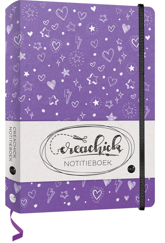 Creachick notitieboek - paars - 208 pagina's - gelinieerd