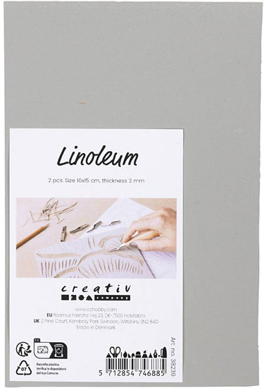 Creativ company cc linoleumplaat rubber 10x15cm lichtgrijs 2 stuks