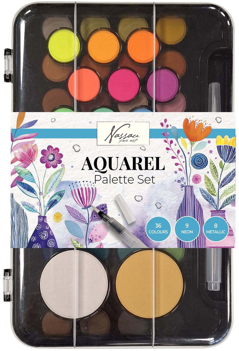 Afbeelding laden in galerijviewer, Creative craft group nassau aquarel verfset met palet - 36 kleuren
