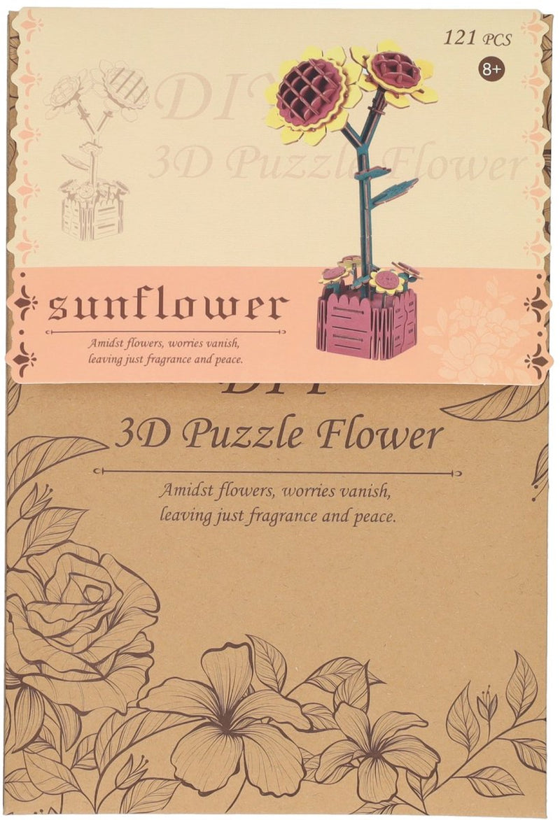 Afbeelding laden in galerijviewer, Lobbes houten 3d bouwpakket zonnebloemen - 121dlg.
