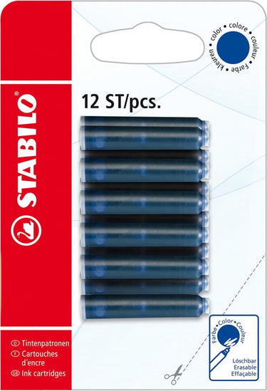 Stabilo vulpen patronen - blauw - blister met 12 stuks