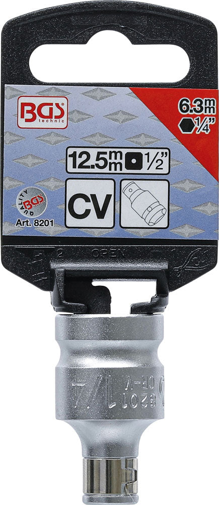 Afbeelding laden in galerijviewer, Bgs technic bit adapter with retaining ball square 1 2 to hex 1 4
