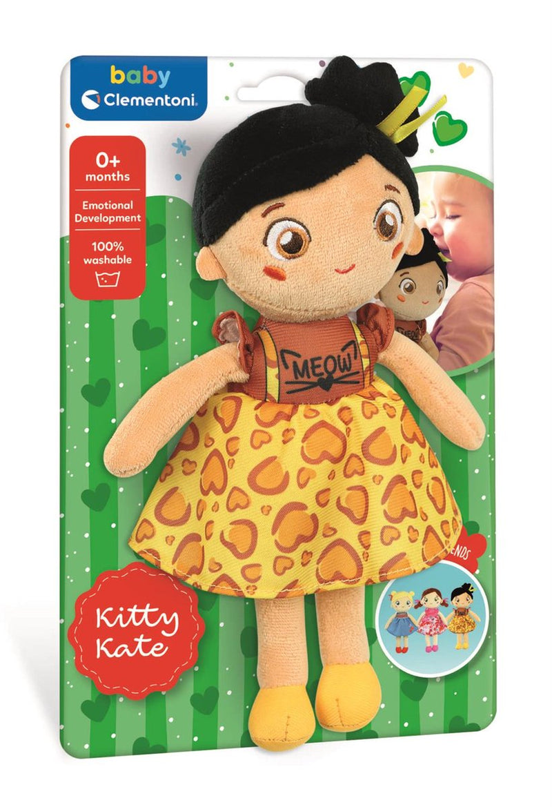 Afbeelding laden in galerijviewer, Clementoni zachte knuffelpop kitty kate - knuffel en pop voor baby en peuter - zacht kraamcadeau - wasbaar poppen speelgoed voor de allerkleinsten
