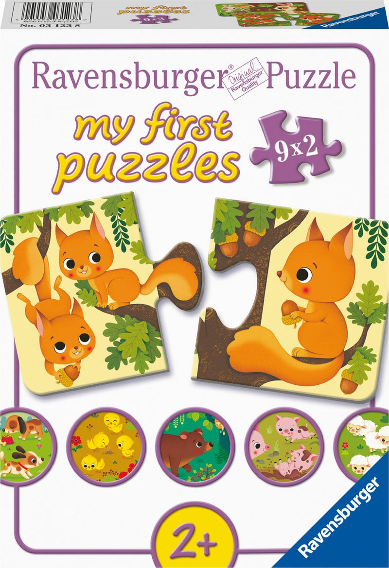 Afbeelding laden in galerijviewer, Ravensburger dieren en hun kleintjes - my first puzzles - 9x2 stukjes - kinderpuzzel
