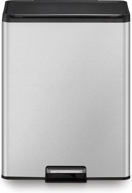 Eko - essential recycler pedaalemmer 20+20 liter - stainless steel - mat rvs - prullenbak