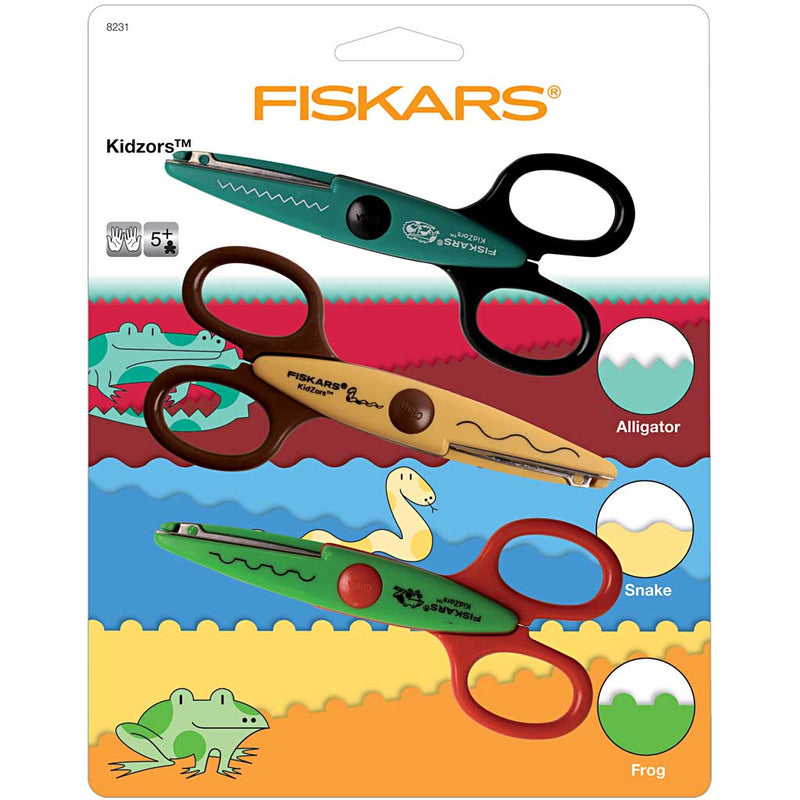 Afbeelding laden in galerijviewer, Creativ company fiskars kidzors kartelscharen krokodil slang kikker- 3st.
