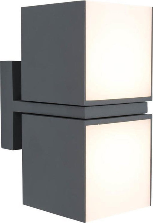 Lutec cuba - wandlamp voor buiten - 2 roteerbare lichtkoppen - aluminium armatuur - led - 1000 lumen - 3000k warm wit licht - donkergrijs
