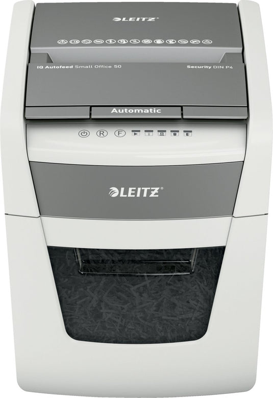 Leitz papierversnipperaar small office 50 p4 iq autofeed eu wit