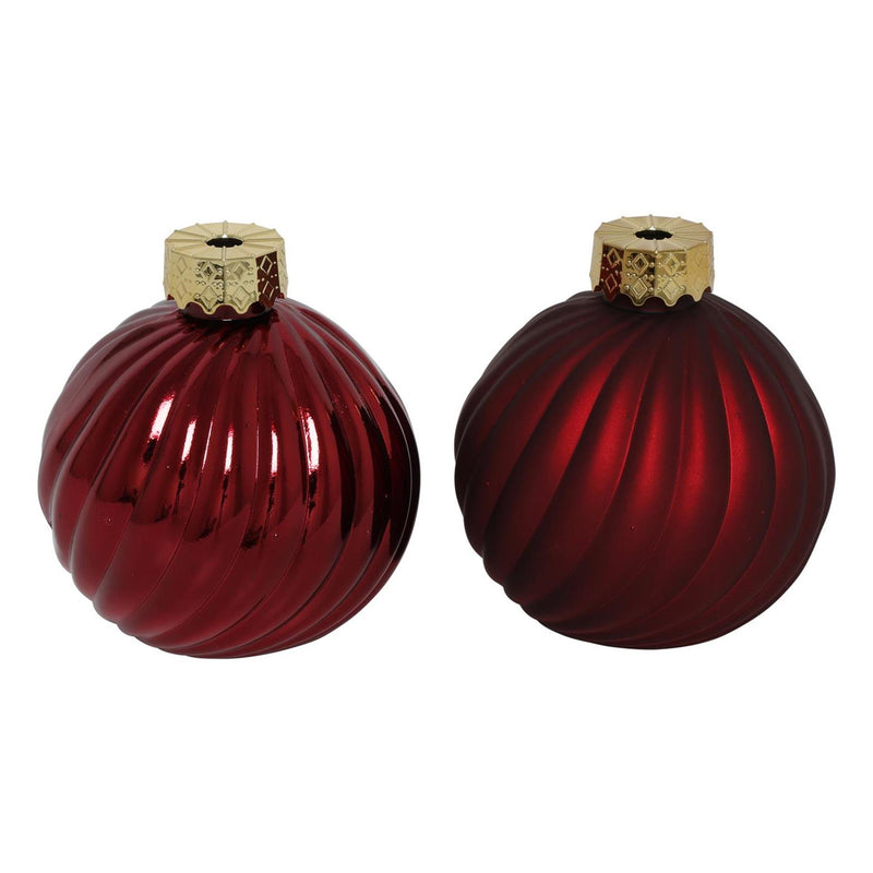 Afbeelding laden in galerijviewer, Countryfield kerstbal stripe rood glas ø10cm
