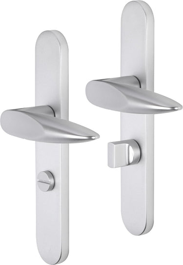 Impresso deurkruk - sutton - voor binnen - ovaal deurschild met toiletsluiting - aluminium - 2 stuks