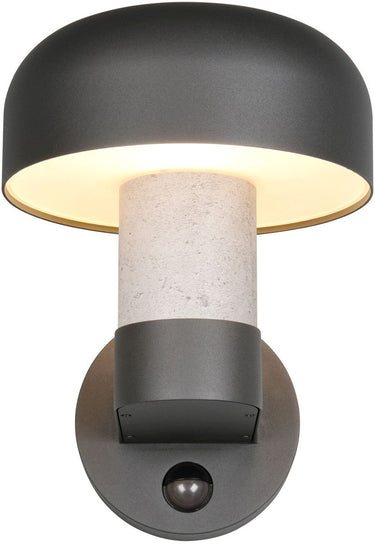 Trio fraser - wandlamp - betonkleurig - excl. 1x e27 4,9 w - bewegingssensor - wandmontage - buitenverlichting - ip54