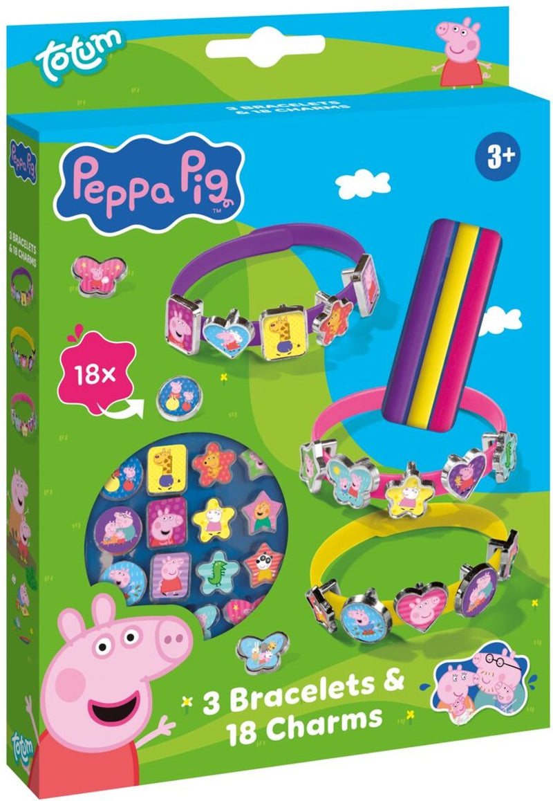 Afbeelding laden in galerijviewer, Bambolino peppa pig armbandjes maken set 3 schuif armbandjes met 18 bedels - speelgoed junior vanaf 3 jaar peuter kleuter
