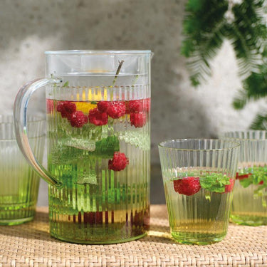Decoris kruik kunststof met bekers ã˜11.3x19.6cm groen transparant