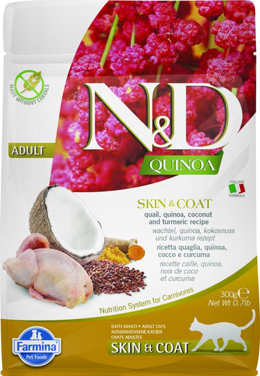 N d farmina quinoa - adult kat - skin coat kwartel - 300gr