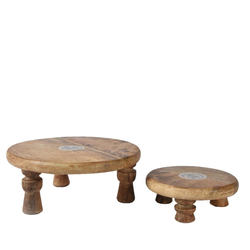 Afbeelding laden in galerijviewer, Decoris plateauset mangohout 2-delig ã˜25cmh8cm
