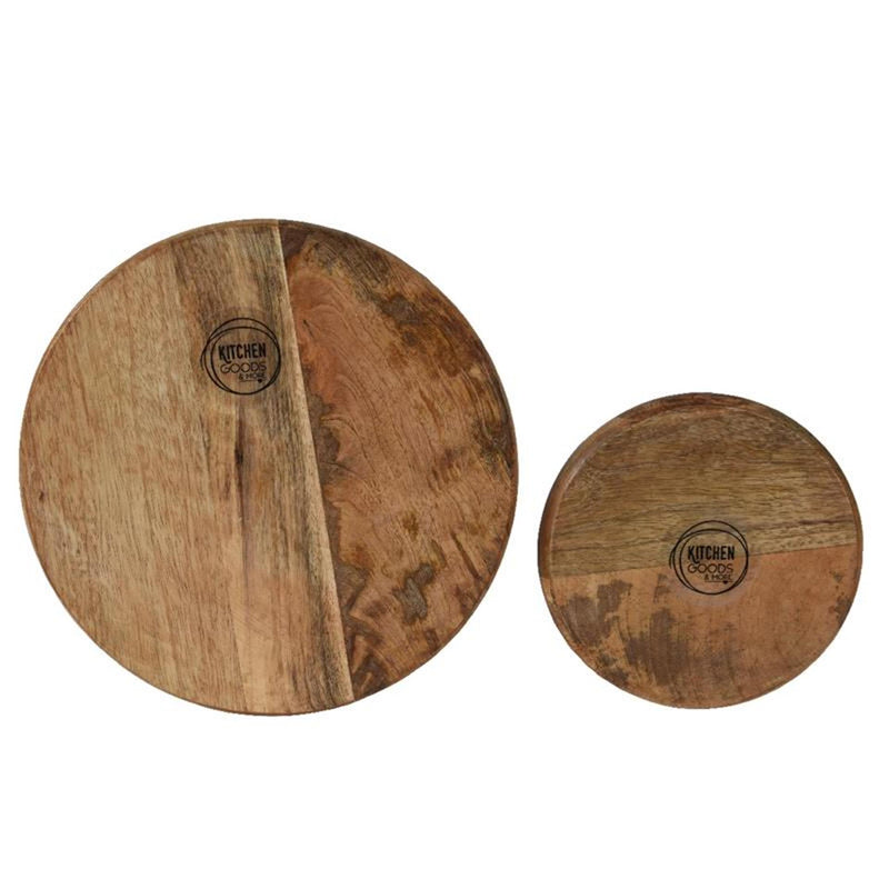 Afbeelding laden in galerijviewer, Decoris plateauset mangohout 2-delig ã˜25cmh8cm
