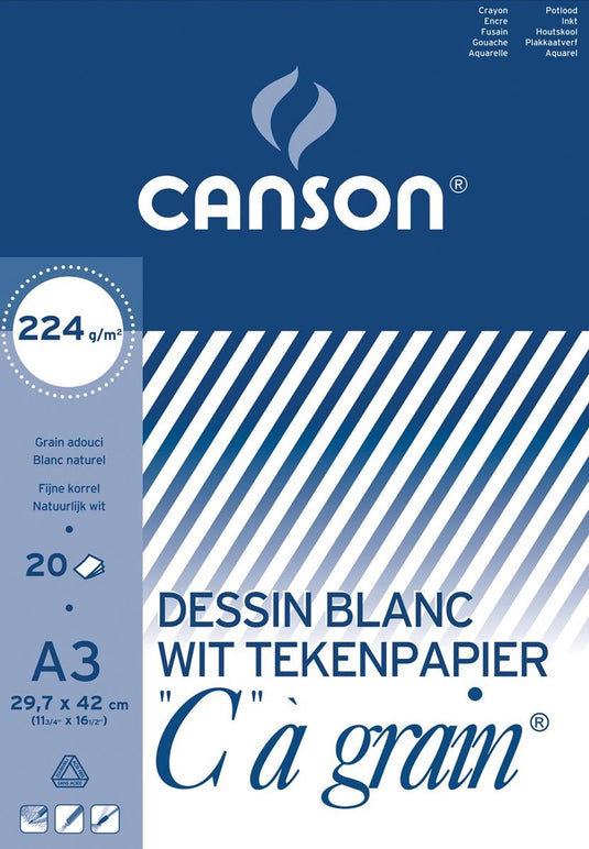 Canson tekenblok c à grain 224 g m² formaat 297 x 42 cm (a3)