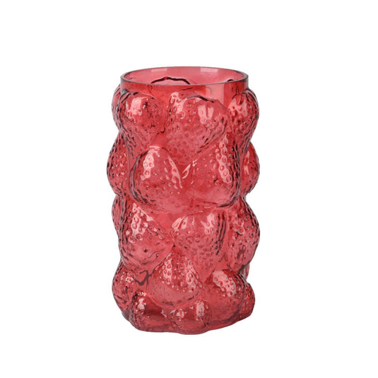 Decoris vaas glas ã˜15x23cm rood aardbei