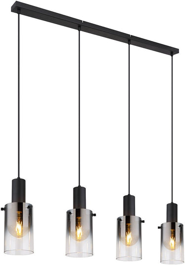 Globo - hanglamp - florentina - zwart - glas - grote eettafellamp - e27 - 15907-4h