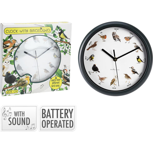 Wandklok met vogelgeluid op batterij