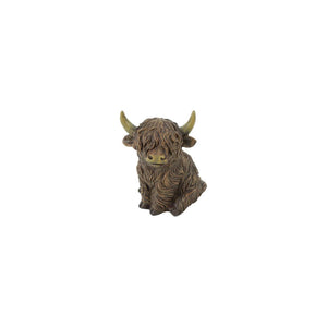 Countryfield beeld schotse hooglander zittend walker bruin polystone 8,5x6,5x10,5cm