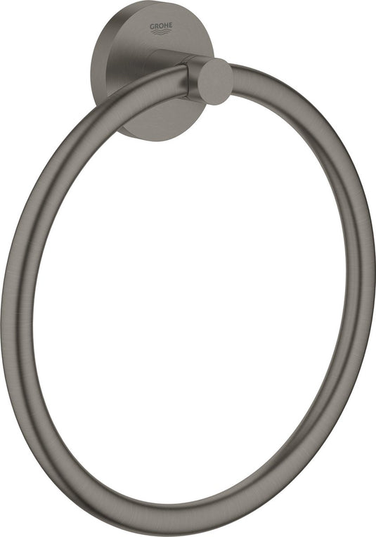 Grohe essentials handdoekring - hard graphite geborsteld (mat antraciet) - ø 18 cm