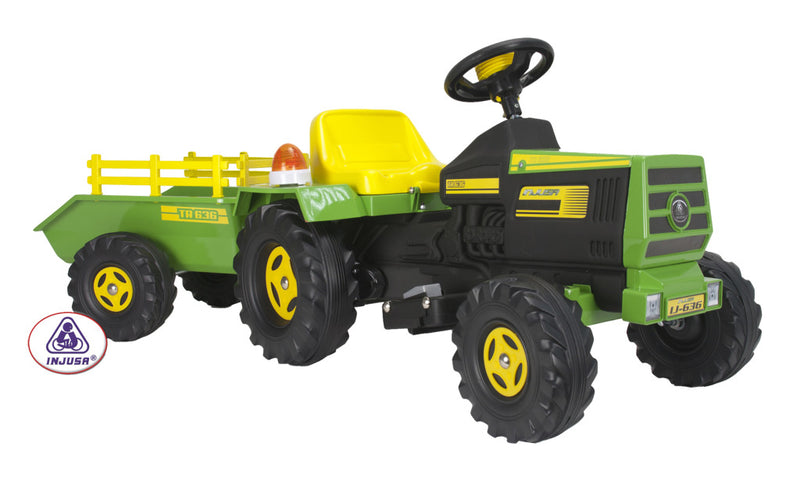 Afbeelding laden in galerijviewer, Injusa tractor basic + aanhanger 6v 1+
