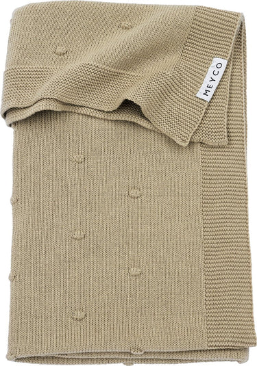 Meyco baby mini knots wiegdeken - sand - 75x100cm - 1.0 tog